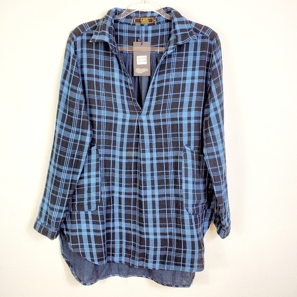 LUCKY & BLESSED PLAID TUNIC TOP - Picture 1 of 8
